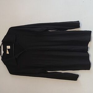 Women's medium LLBean black long sleeve shirt button up flowy rayon casual